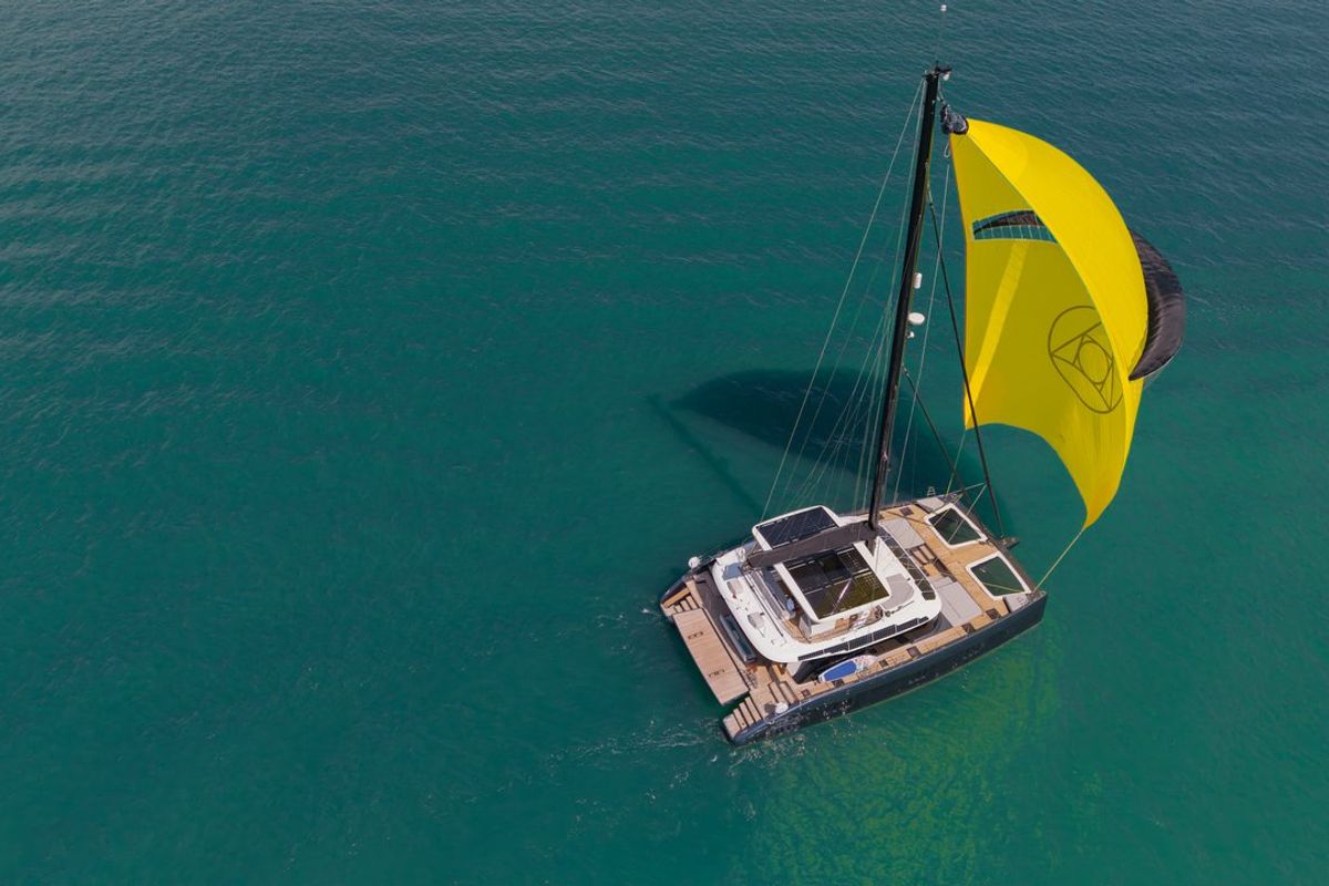Exterior view of E-Motion, a Sunreef Yachts Sunreef 60 E catamaran at Ko Kaeo, Thailand
