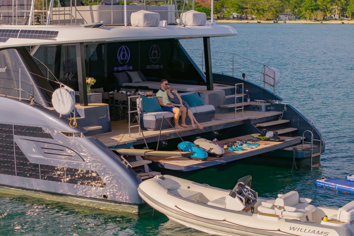 Deck of E-Motion, a Sunreef Yachts Sunreef 60 E catamaran at Ko Kaeo, Thailand