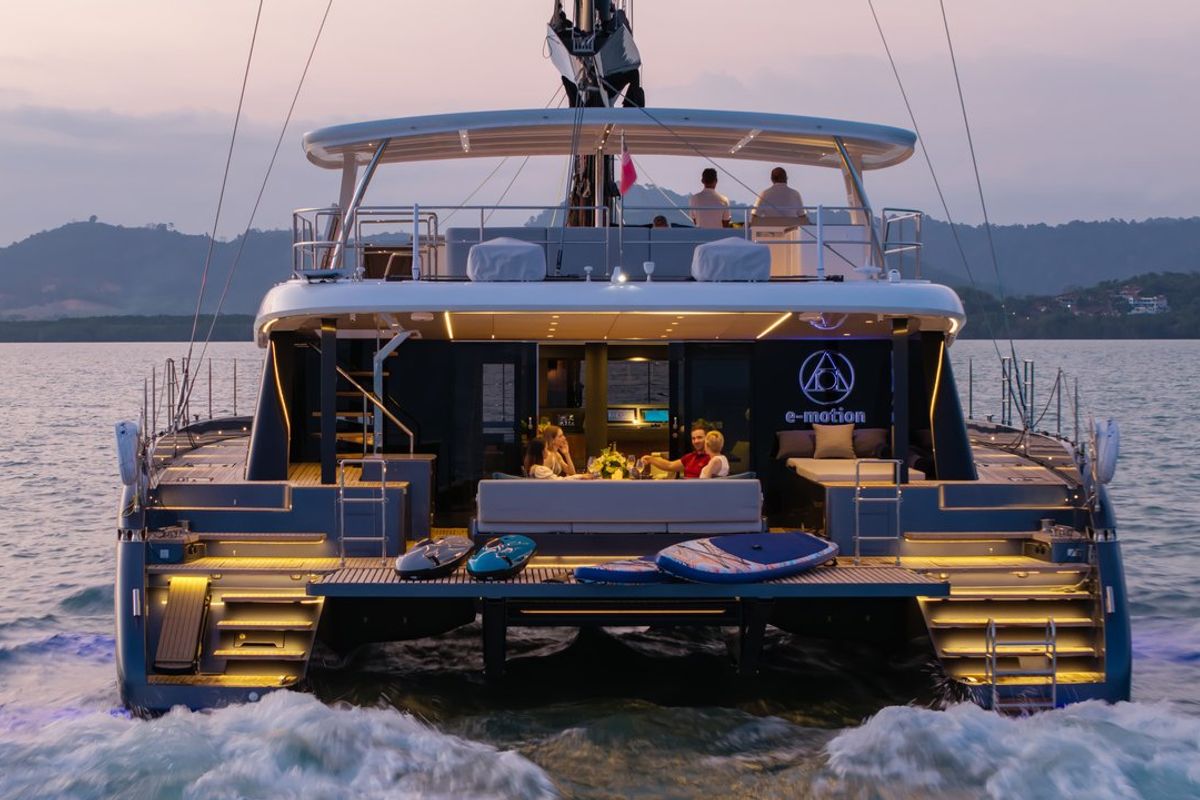 Deck of E-Motion, a Sunreef Yachts Sunreef 60 E catamaran at Ko Kaeo, Thailand