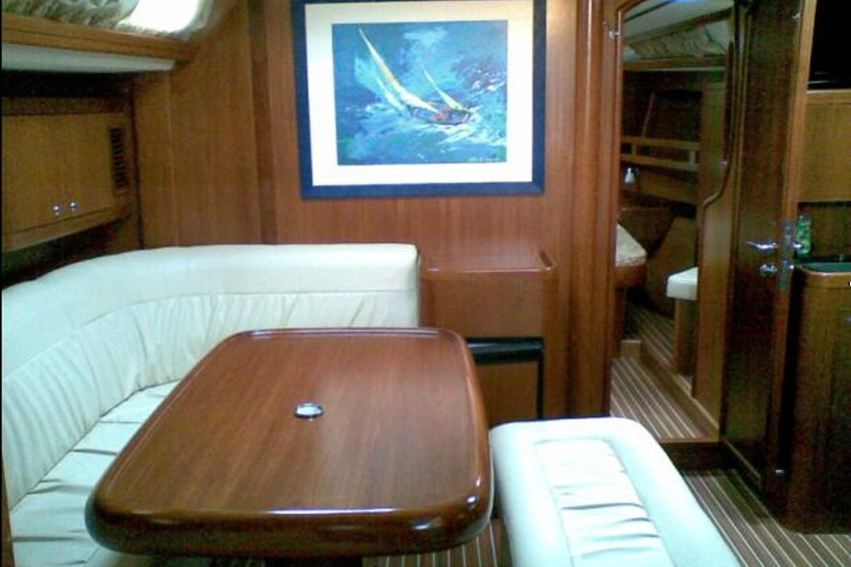 Salon of FanClub VII, a Ocean Star 51.2 sailboat at Athens, Greece