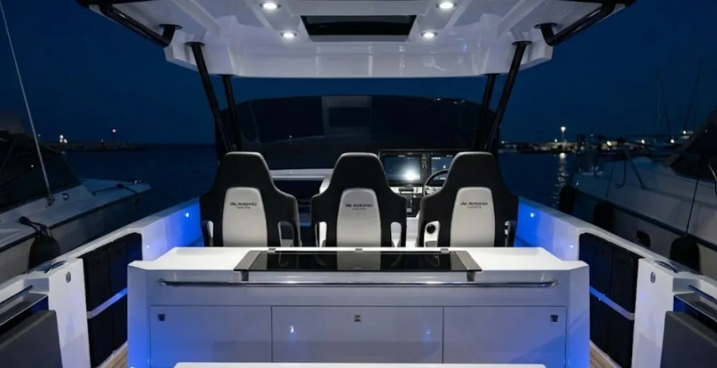 Black Family, a De Antonio Yachts De Antonio D36 motorboat at Pozzuoli, Italy