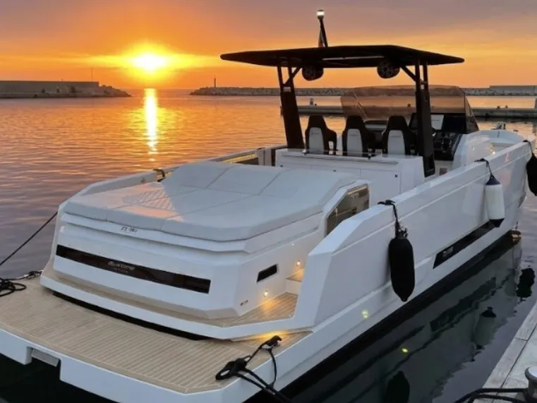 Black Family, a De Antonio Yachts De Antonio D36 motorboat at Pozzuoli, Italy