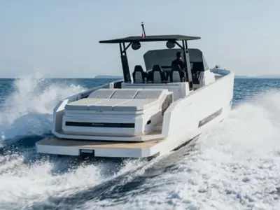 Black Family, a De Antonio Yachts De Antonio D36 motorboat at Pozzuoli, Italy