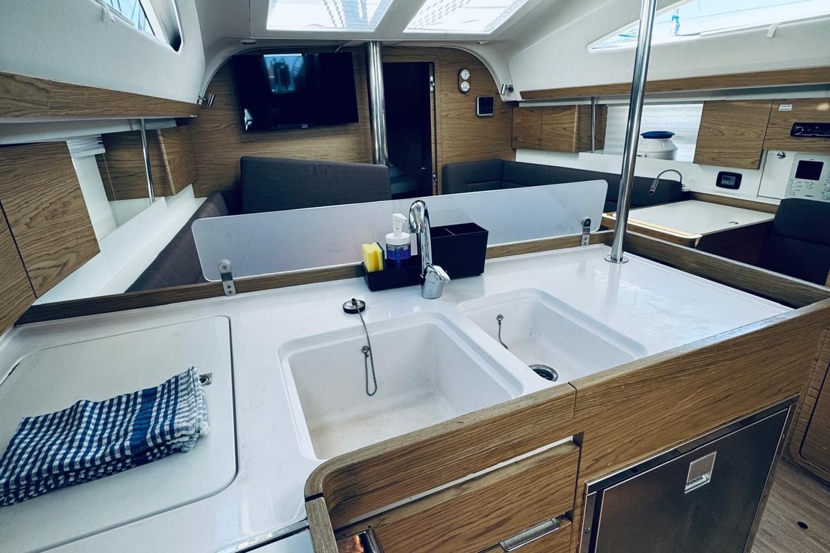 Galley of AVISA, a Elan Impression 40 sailboat at Novi Vinodolski, Croatia