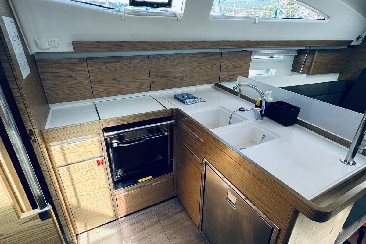 Galley of AVISA, a Elan Impression 40 sailboat at Novi Vinodolski, Croatia