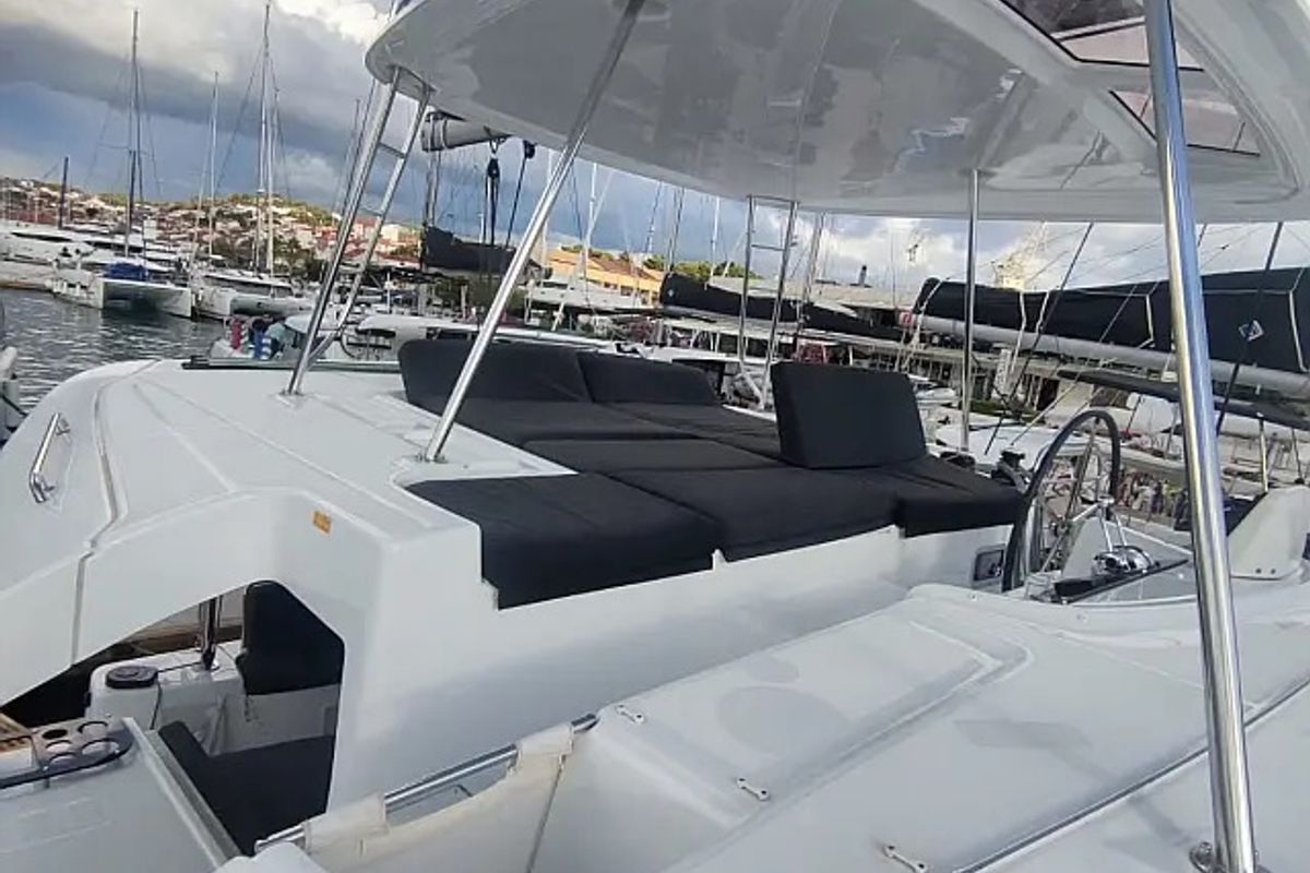 Deck of Coolway, a Lagoon 46 catamaran at Grad Trogir, Croatia