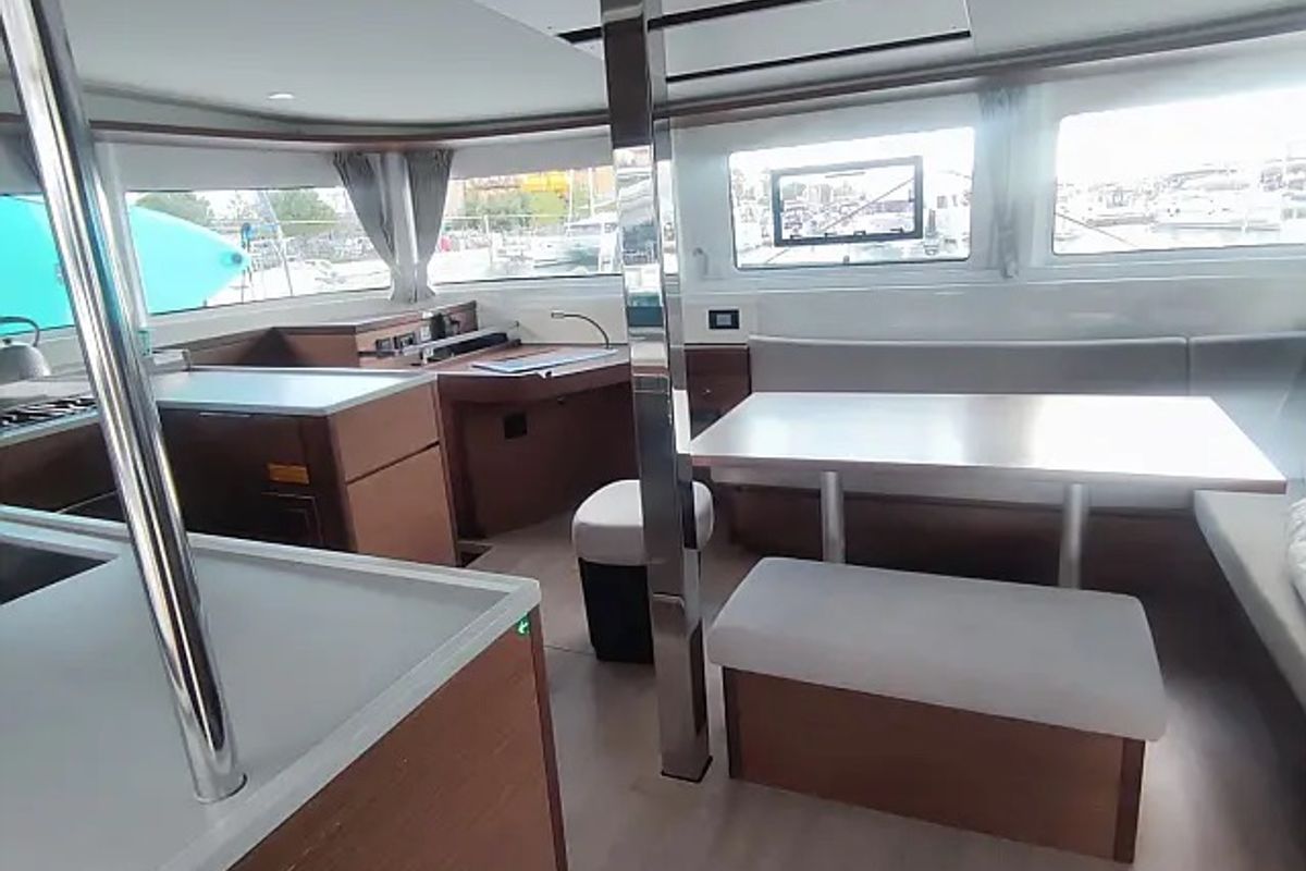 Salon of Coolway, a Lagoon 46 catamaran at Grad Trogir, Croatia