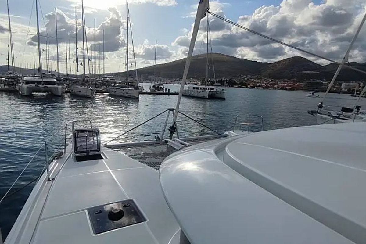 Deck of Coolway, a Lagoon 46 catamaran at Grad Trogir, Croatia