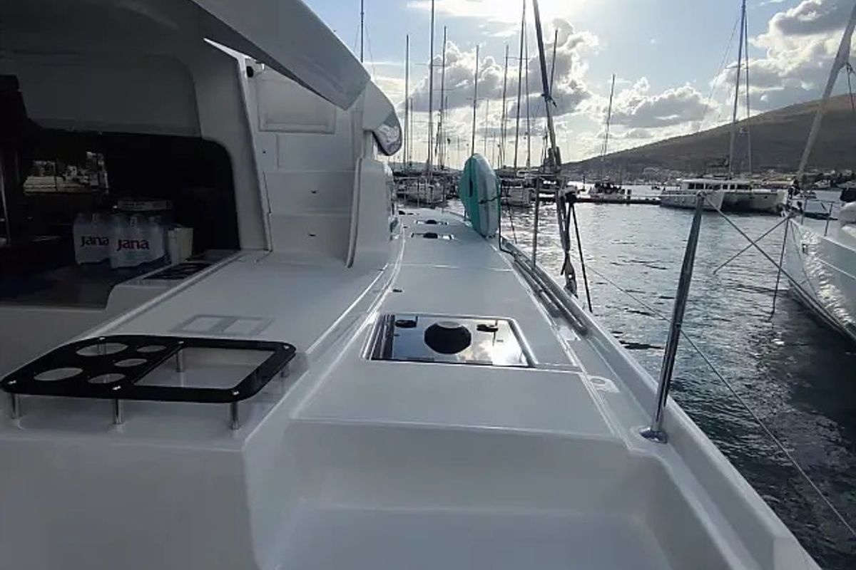 Deck of Coolway, a Lagoon 46 catamaran at Grad Trogir, Croatia