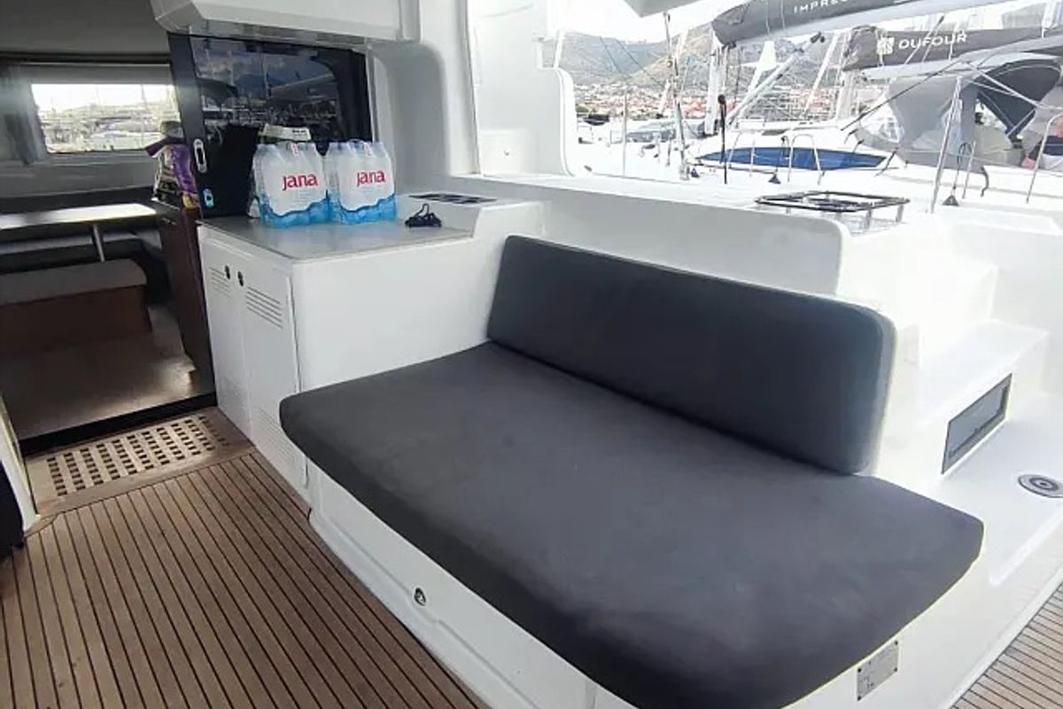 Deck of Coolway, a Lagoon 46 catamaran at Grad Trogir, Croatia