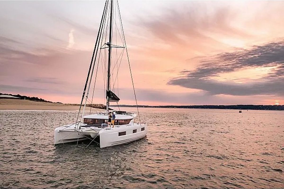 Exterior view of Coolway, a Lagoon 46 catamaran at Grad Trogir, Croatia