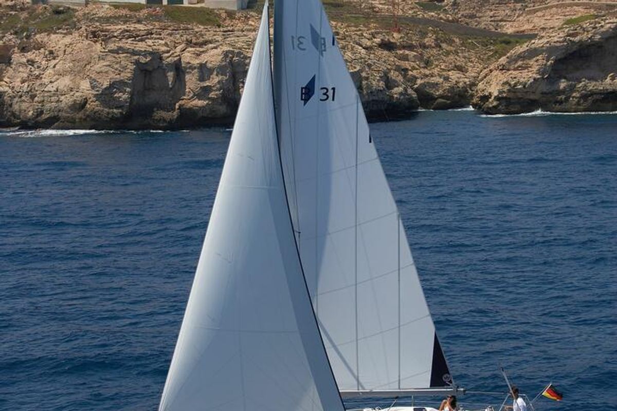 Exterior view of Seepocke, a Bavaria 31 Cruiser sailboat at Flensburg, Germany