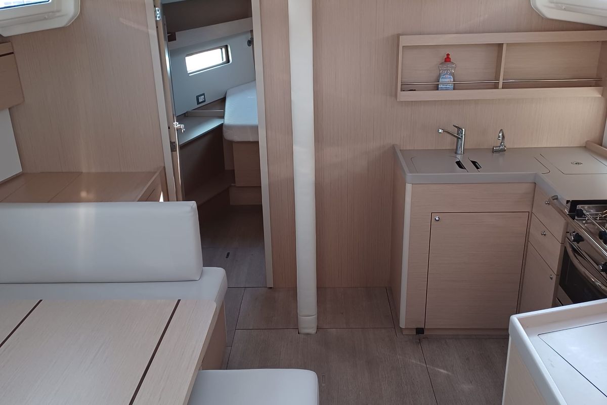 Salon of Elisa, a Beneteau Oceanis 40.1 sailboat at Punat, Croatia
