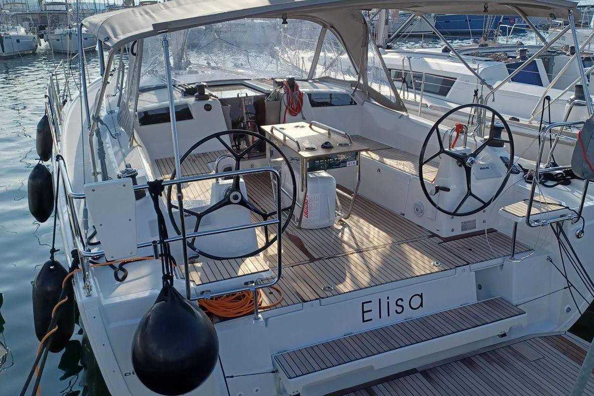 Cockpit of Elisa, a Beneteau Oceanis 40.1 sailboat at Punat, Croatia
