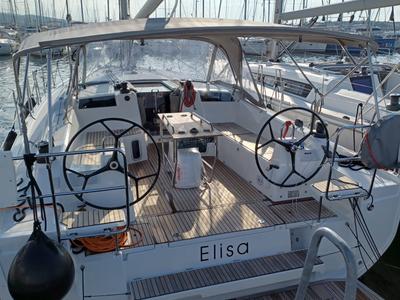 Cockpit of Elisa, a Beneteau Oceanis 40.1 sailboat at Punat, Croatia