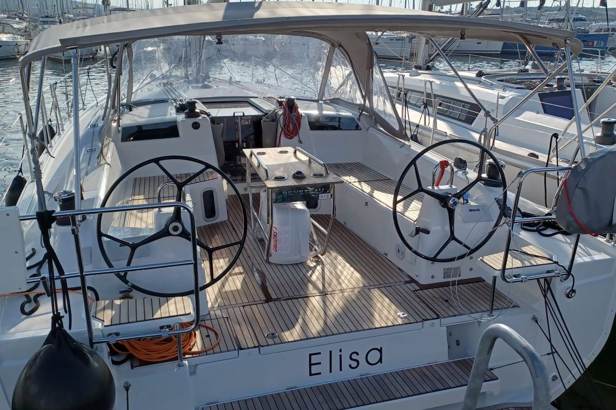 Cockpit of Elisa, a Beneteau Oceanis 40.1 sailboat at Punat, Croatia