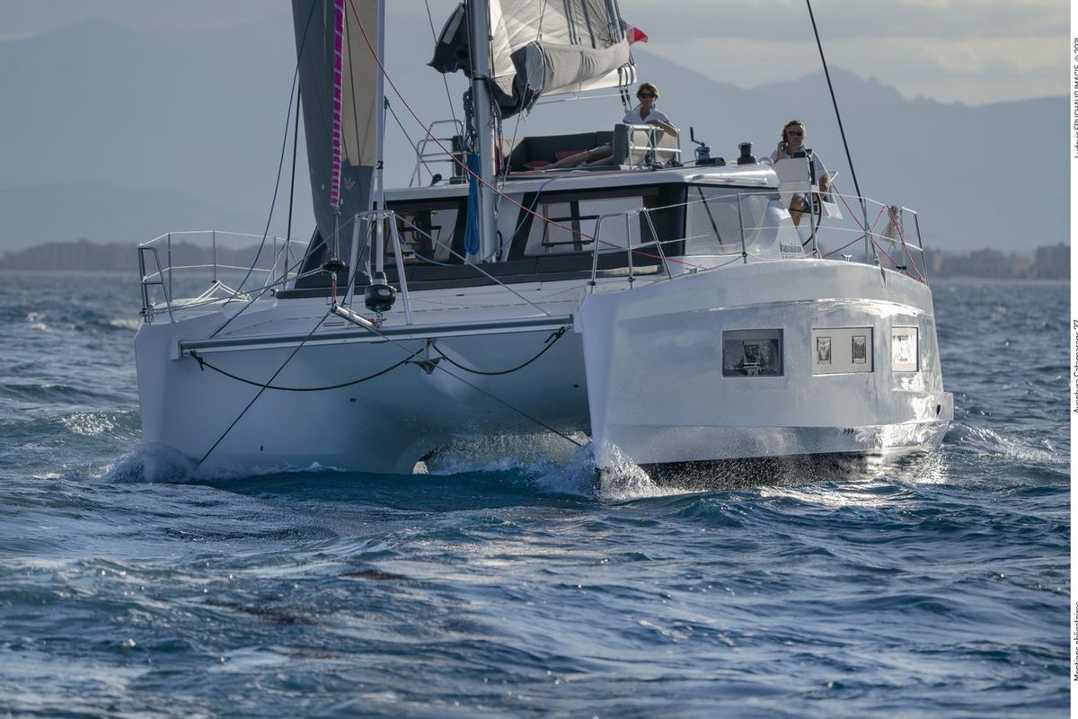 Exterior view of Aruna, a Aventura Catamarans Aventura 37 catamaran at Pirovac, Croatia