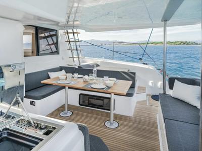 Deck of Aruna, a Aventura Catamarans Aventura 37 catamaran at Pirovac, Croatia