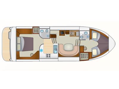 Floor plan of E400-26, a Pénichette Europa E.400 motorboat at Saint-Léger-sur-Dheune, France