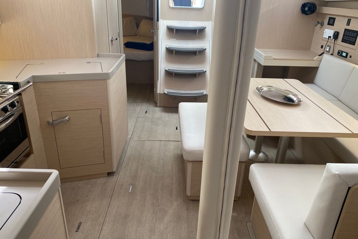 Salon of Blue Eyes II, a Beneteau Oceanis 40.1 sailboat at Olbia, Italy