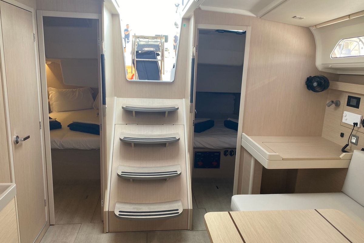 Salon of Blue Eyes II, a Beneteau Oceanis 40.1 sailboat at Olbia, Italy