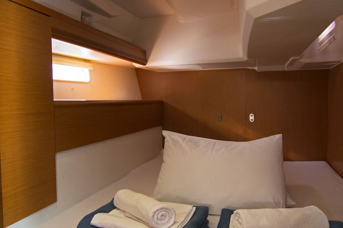 Cabin on Omega Kiss, a Jeanneau 53 sailboat at Dubrovnik, Croatia