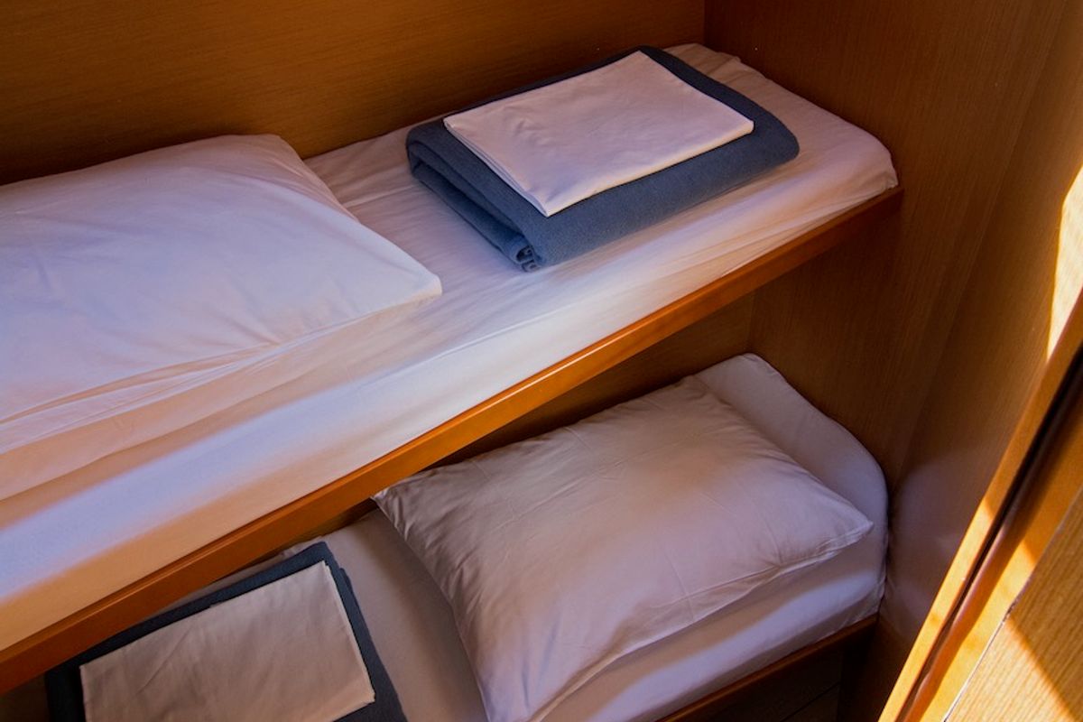 Cabin on Omega Kiss, a Jeanneau 53 sailboat at Dubrovnik, Croatia