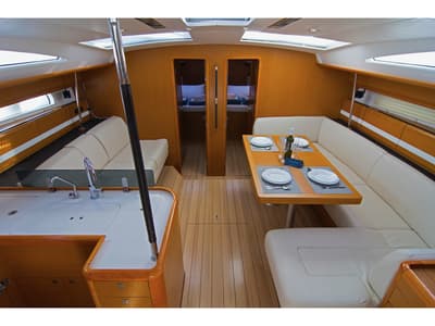 Galley of Omega Kiss, a Jeanneau 53 sailboat at Dubrovnik, Croatia