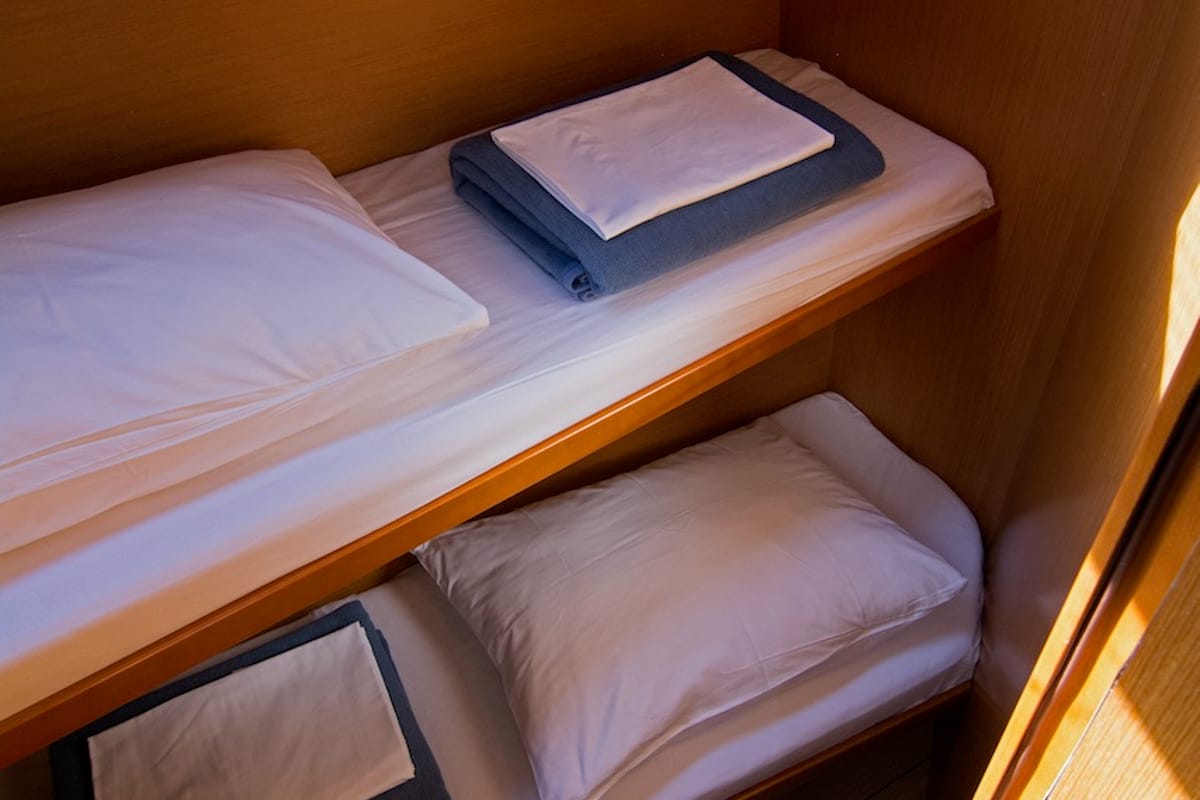 Cabin on Omega Kiss, a Jeanneau 53 sailboat at Dubrovnik, Croatia