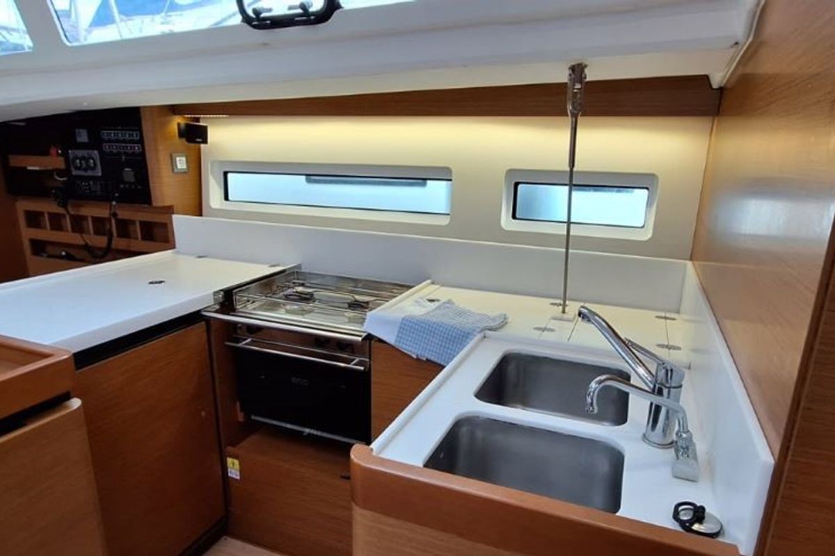 Galley of Soyka, a Jeanneau Sun Odyssey 440 sailboat at Grad Šibenik, Croatia