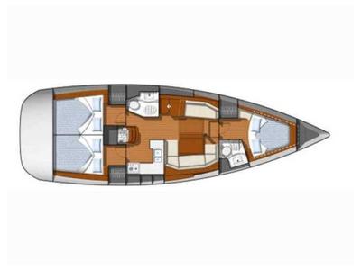 Floor plan of Malandrina, a Jeanneau Sun Odyssey 42DS sailboat at Punta Ala, Italy