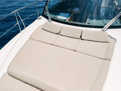 Deck of Danijela, a Bavaria E40 Fly motorboat at Seget Donji, Croatia