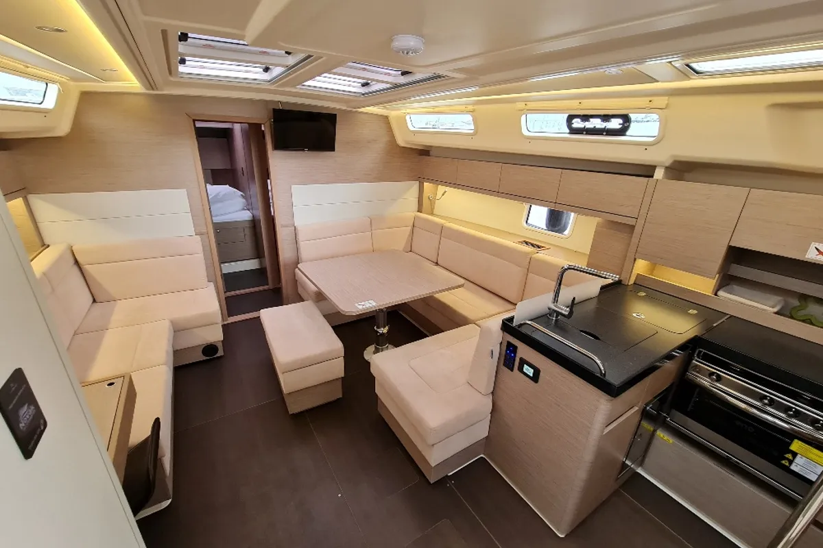 Galley of Ariel, a Hanse Yachts Hanse 458 sailboat at Grad Biograd na Moru, Croatia