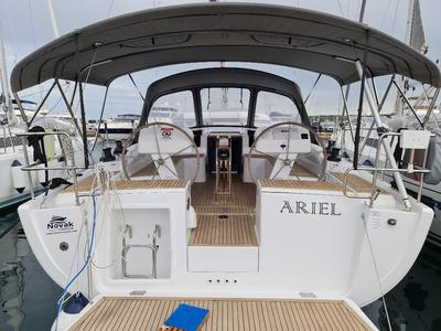 Cockpit of Ariel, a Hanse Yachts Hanse 458 sailboat at Grad Biograd na Moru, Croatia