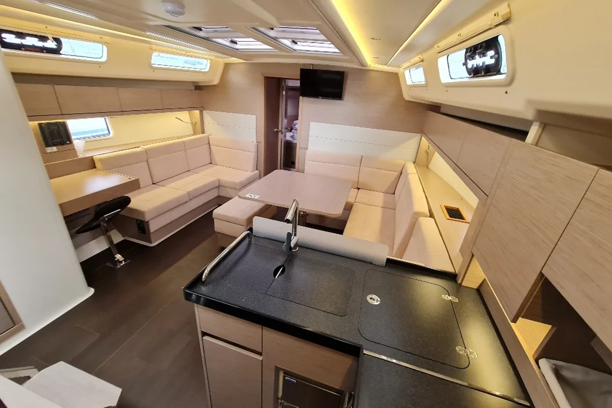 Galley of Ariel, a Hanse Yachts Hanse 458 sailboat at Grad Biograd na Moru, Croatia