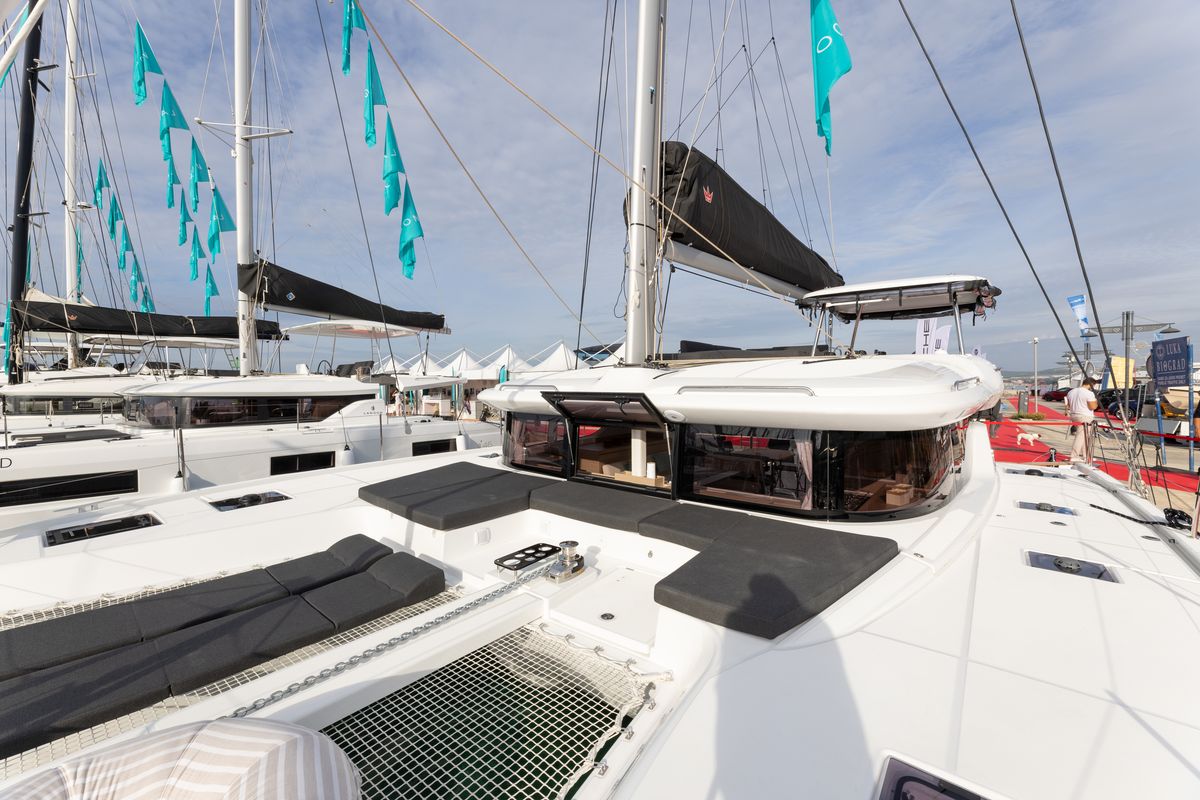 Deck of LA ROSE, a Lagoon 43 catamaran at Split, Croatia