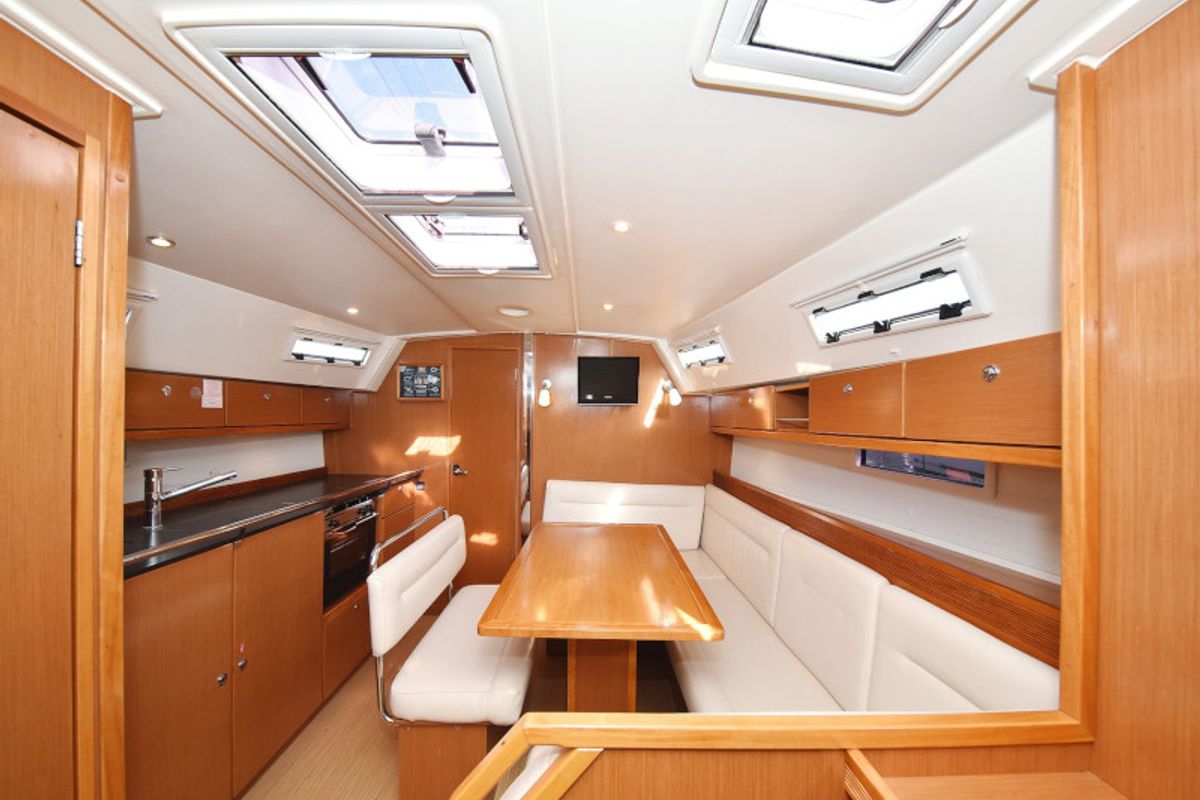 Salon of Pia M, a Bavaria Cruiser 40 sailboat at Zadar, Croatia