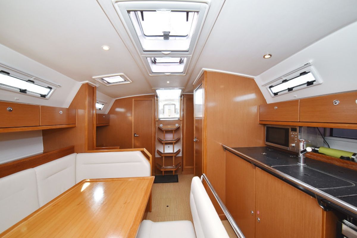 Salon of Pia M, a Bavaria Cruiser 40 sailboat at Zadar, Croatia