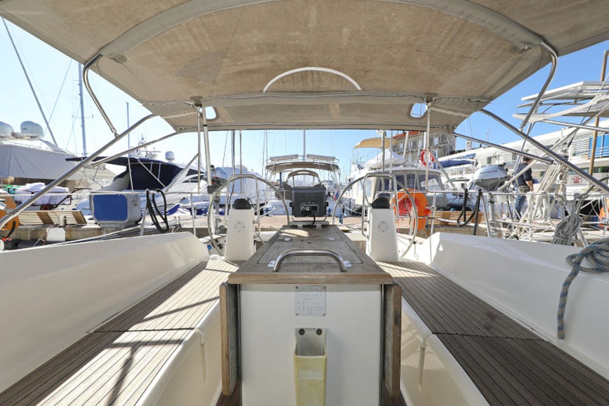 Deck of Pia M, a Bavaria Cruiser 40 sailboat at Zadar, Croatia