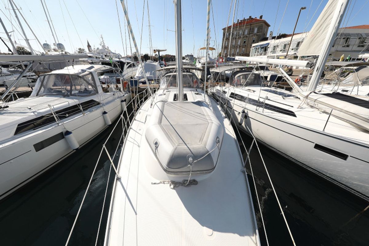 Exterior view of Pia M, a Bavaria Cruiser 40 sailboat at Zadar, Croatia