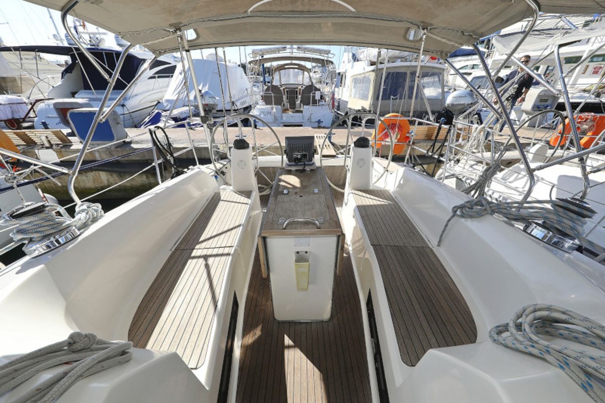 Cockpit of Pia M, a Bavaria Cruiser 40 sailboat at Zadar, Croatia