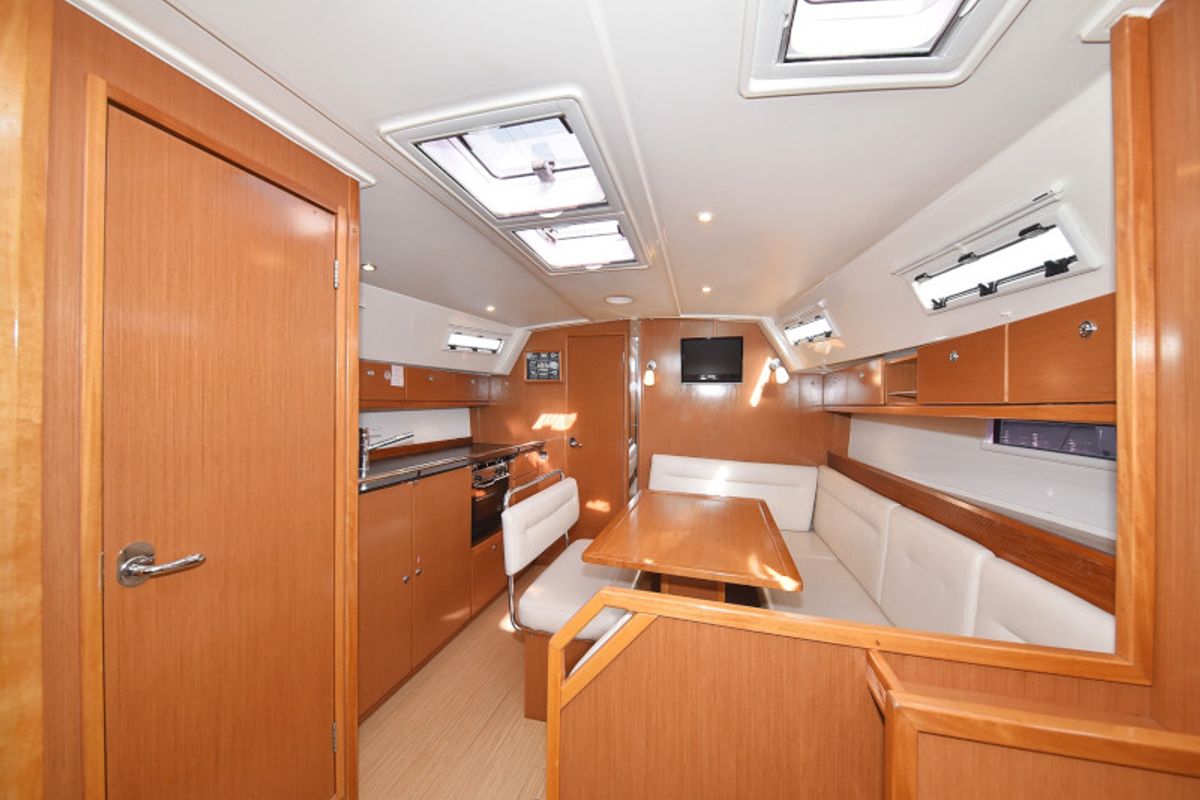 Salon of Pia M, a Bavaria Cruiser 40 sailboat at Zadar, Croatia