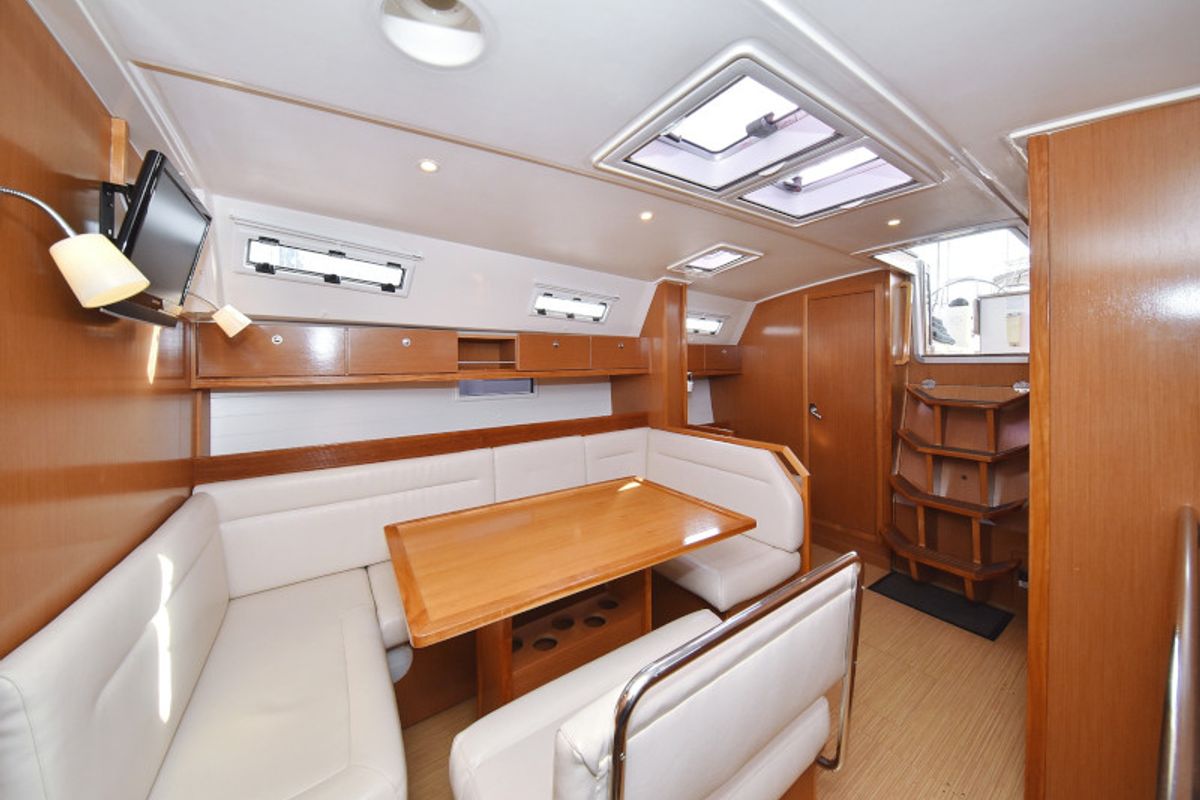 Salon of Pia M, a Bavaria Cruiser 40 sailboat at Zadar, Croatia