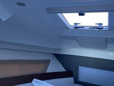 Cabin on Riva, a Jeanneau Merry Fisher 895 motorboat at Grad Biograd na Moru, Croatia