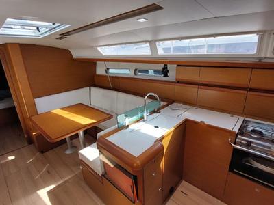 Galley of Para Elli, a Jeanneau Sun Odyssey 419 sailboat at San Miguel de Abona, Spain