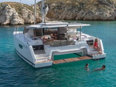 Exterior view of Gabian, a Fountaine Pajot Astréa 42 catamaran at Cogolin, France