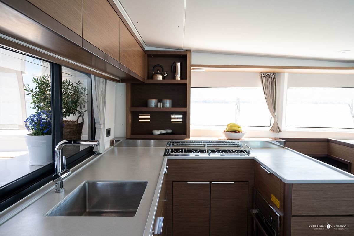 Galley of El Marita, a Lagoon 46 catamaran at Municipal Unit of Lefkada, Greece