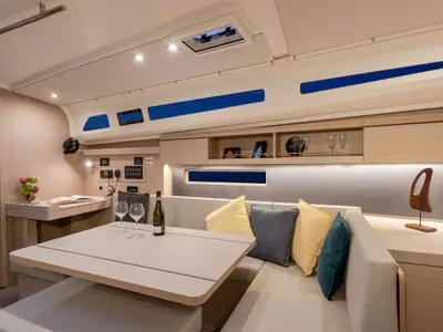 Salon of Moorings 42.3 Exclusive, a Beneteau Oceanis 40.1 sailboat at English Harbour, Antigua and Barbuda