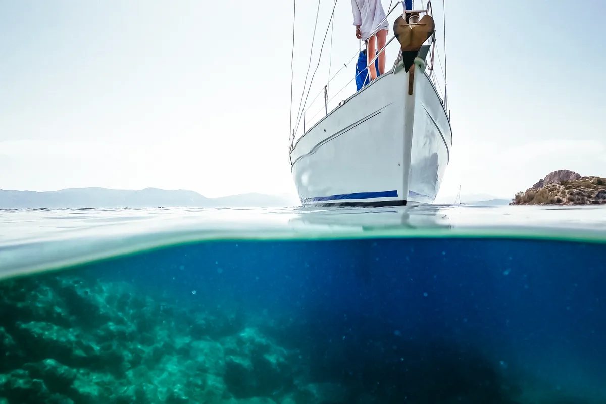 Exterior view of ZORBA, a Beneteau Cyclades 50.5 sailboat at Aegina, Greece