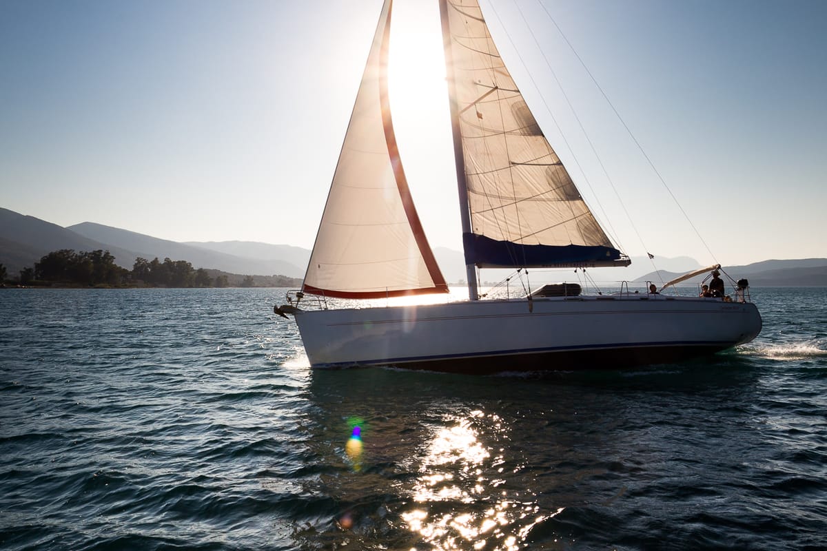 Exterior view of ZORBA, a Beneteau Cyclades 50.5 sailboat at Aegina, Greece